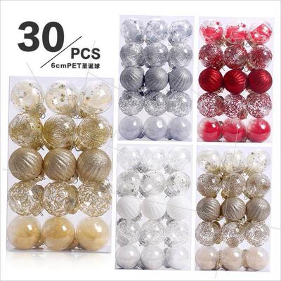 Christmas 6cmPET painted transparent Christmas ball set gift