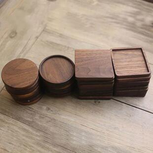 1PC Round Cup Coaster Beech Wood Walnut Solid Square