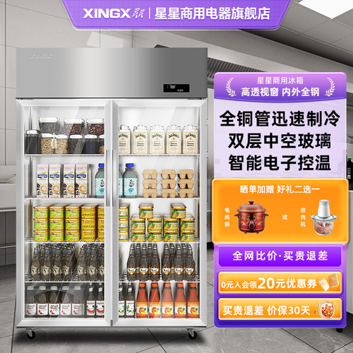 星星展示柜商用玻璃门全铜保鲜柜