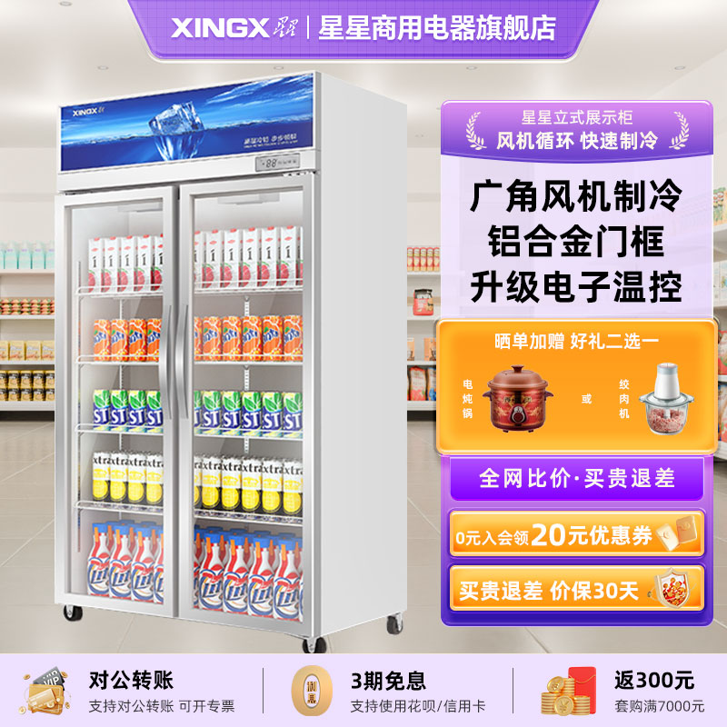星星风冷无霜饮料啤酒双门展示柜