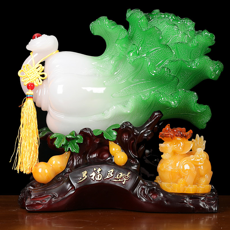 招财貔貅玉白菜摆件弥勒佛金蟾树脂工艺品玄关办公室客厅开业礼品