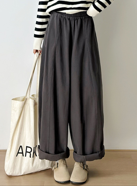 十一Studio简约文艺高腰阔腿裤女百搭束脚风香蕉裤秋冬休闲裤
