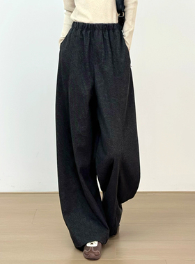 十一Studio美拉德色系羊毛呢花苞裤高腰弯刀裤女垂感显瘦休闲裤裤