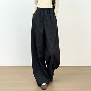 裤 女垂感显瘦休闲裤 高腰弯刀裤 十一Studio美拉德色系羊毛呢花苞裤