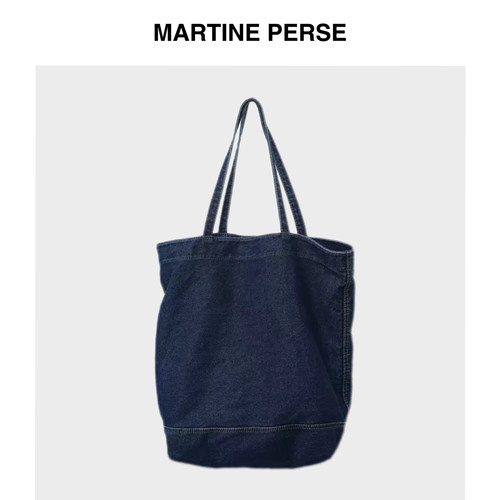 Martine Perse 「浅行」复古水洗大容量牛仔手提包休闲通勤单肩包