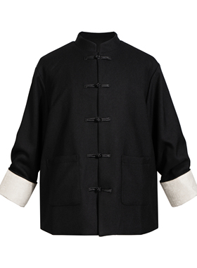 Martine Perse 「云禅系列」新中式国风盘扣唐装黑色暗花西服外套