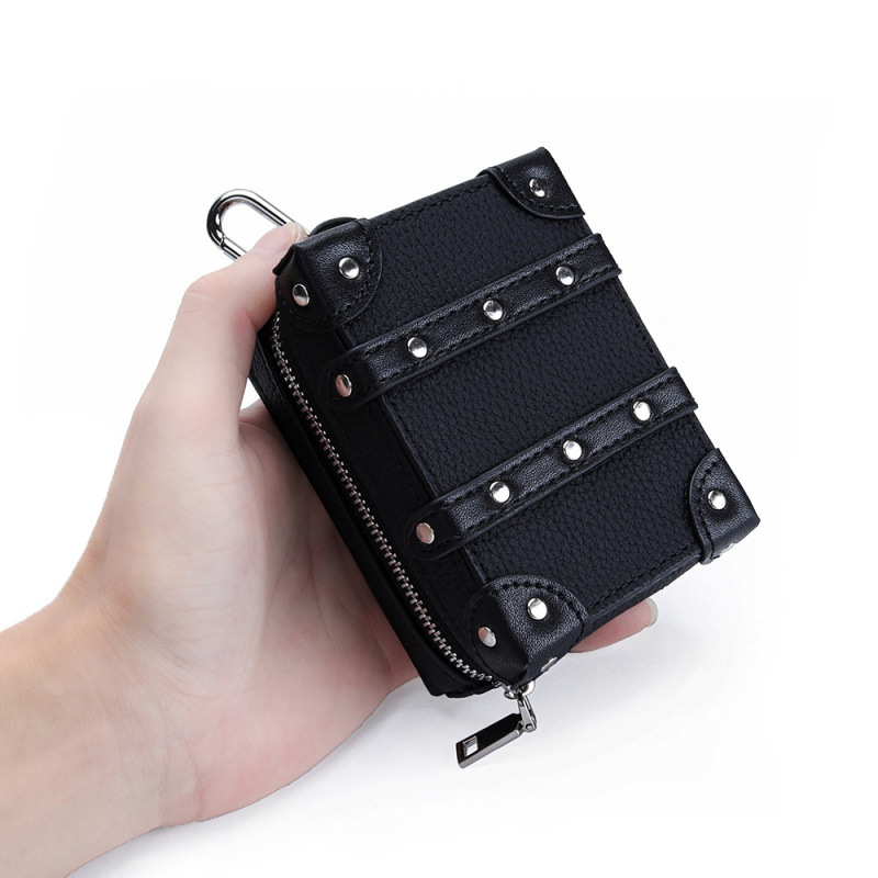 2025新款头层牛皮迷你盒子包多功能口红收纳包真皮证件卡片零钱包