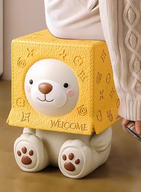 轻奢小熊入户换鞋凳摆件