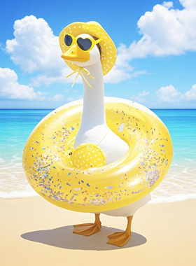 跨境亚马逊 门廊鹅衣服 2025新款夏威夷比基尼套装大白鹅黄色雨衣