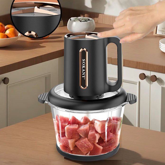 跨境110V美规绞肉机家用3L玻璃碗切菜肉馅机搅拌料理机06034