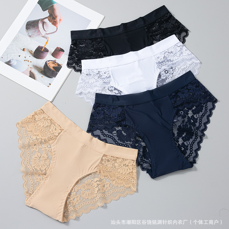 跨境希音Temu蕾丝内裤女舒适透气女士三角裤法式包臀性感女生裤头