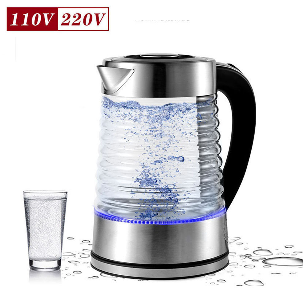 智能恒温热玻璃电热水壶 家用LED灯自动断电304烧水壶Kettle