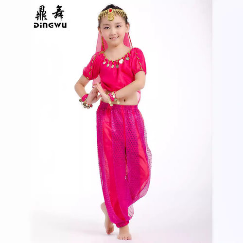 儿童肚皮舞服装 女童印度舞演出服套装 短袖亮点裤