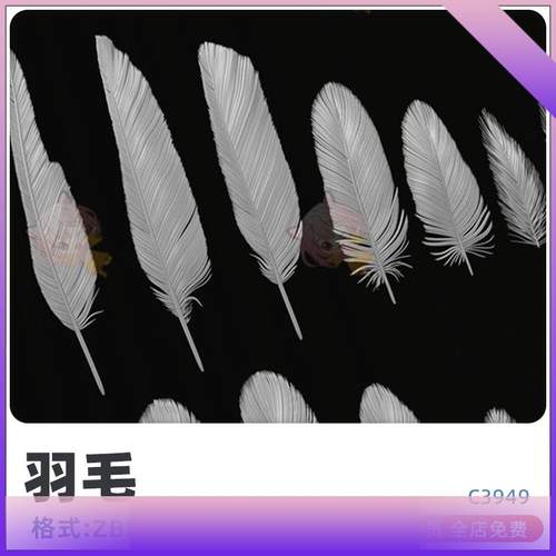 zbrush羽翼笔刷ZBP兽毛画笔逼真建模设计素材羽毛纹理3D模型imm