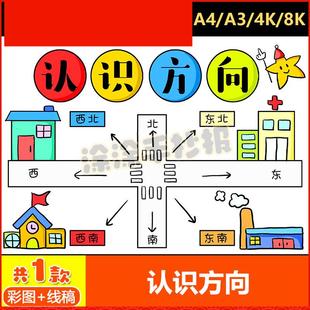 位置與方向手抄報模板電子版 認識手抄報 小學生數學關于認識方位