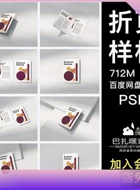 A4A5两折页宣传单册子效果图展示VI智能贴图PSD样机提案设计素材