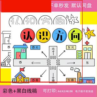 位置與方向手抄報模板電子版 認識手抄報 小學生數學關于認識方位