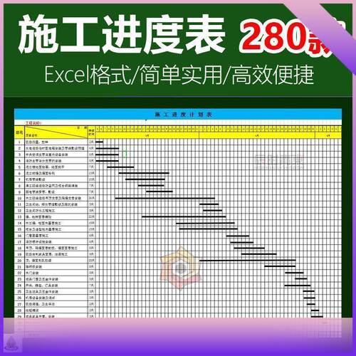 甘特图进度条 工程施工进度表计划表  建筑酒店装修工作计划excel
