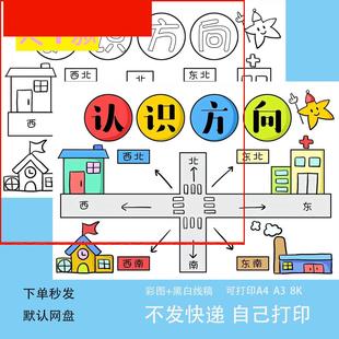 位置與方向手抄報模板電子版 認識手抄報 小學生數學關于認識方位