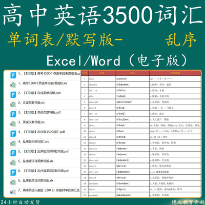 高考英语3500词汇单词必备正序乱序默写表pdf电子版高中英汉互译