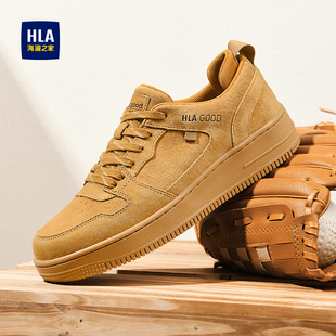 海澜之家2026新款春季鞋子男鞋小麦色休闲鞋休闲百搭透气增高板鞋