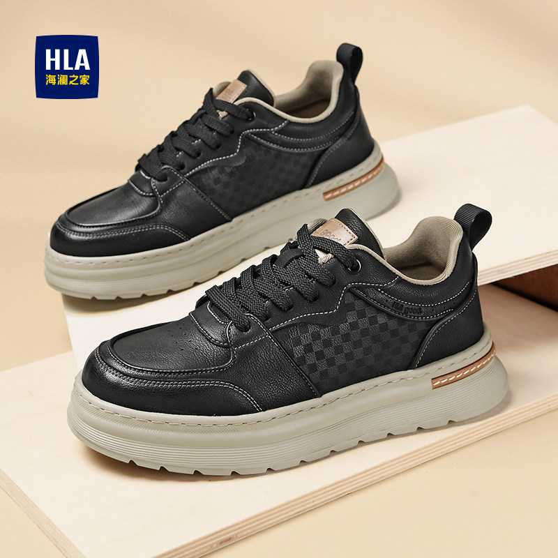 海澜之家2026新款男鞋秋冬季休闲鞋子增高黑色板鞋厚底男软底皮鞋