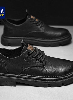 海澜之家黑色男鞋春秋季2026新款低帮马丁靴男士运动休闲工装皮鞋