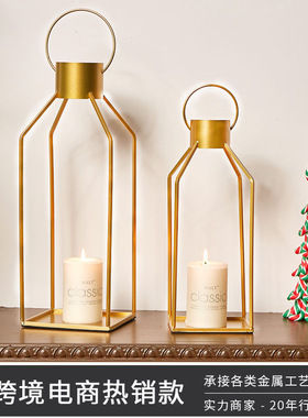 新品法式candle holder蜡烛台摆件 跨境家用简约金色轻奢铁艺
