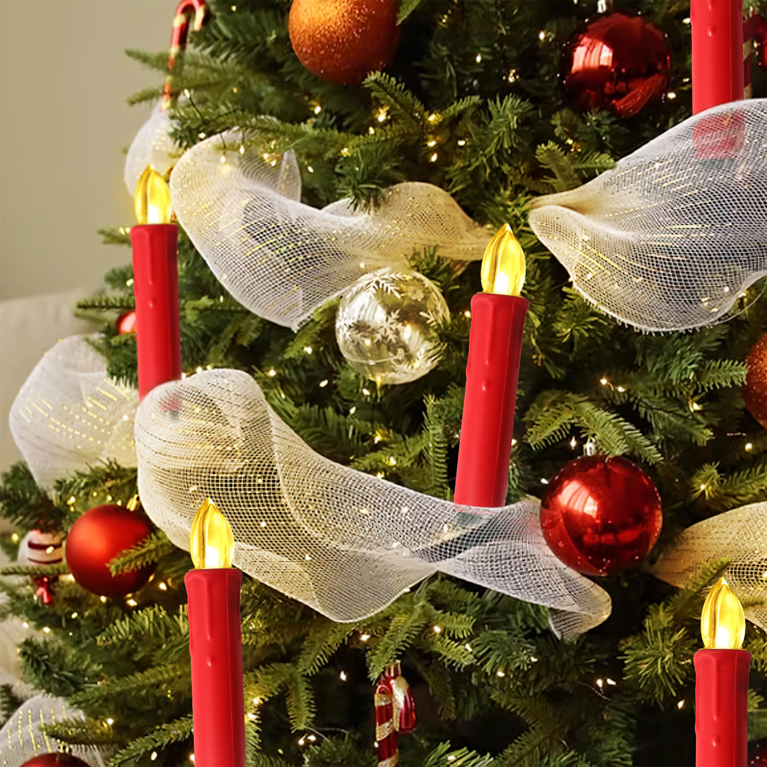 圣诞节七彩电子遥控夹子蜡烛装饰圣诞树浪漫节日求婚表白氛围感灯