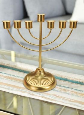 欧式复古金色七头烛台白色蜡烛生日浪漫婚礼烛光晚餐氛围感蜡烛灯