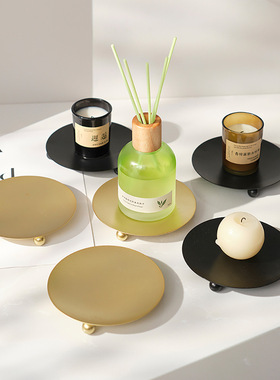 北欧风圆形香薰烛台轻奢家居桌面托盘创意圆形摆件ins房间装饰品