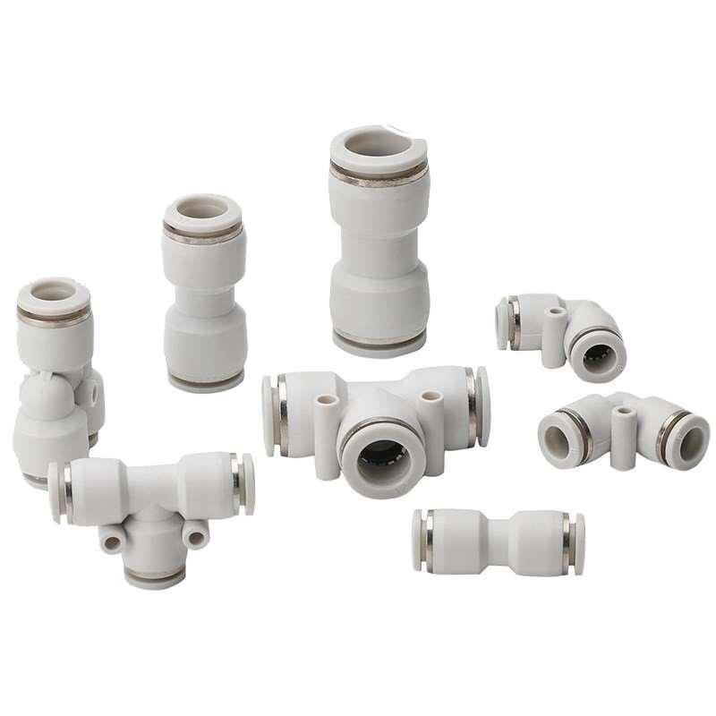 10个气动接头白色PU快速快插PV/PY/PE4 6 8 1012直通对接塑料接头