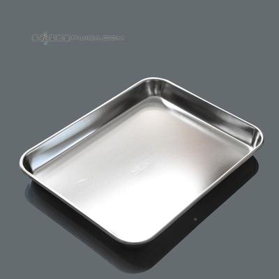 加厚不锈钢方盘304平底托盘长方形消毒盘家用实验室用商用餐盘子