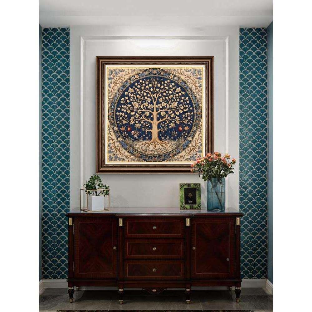 美式玄关柜背景墙装饰画欧式复古餐厅壁画过道走廊挂画卧室床头画