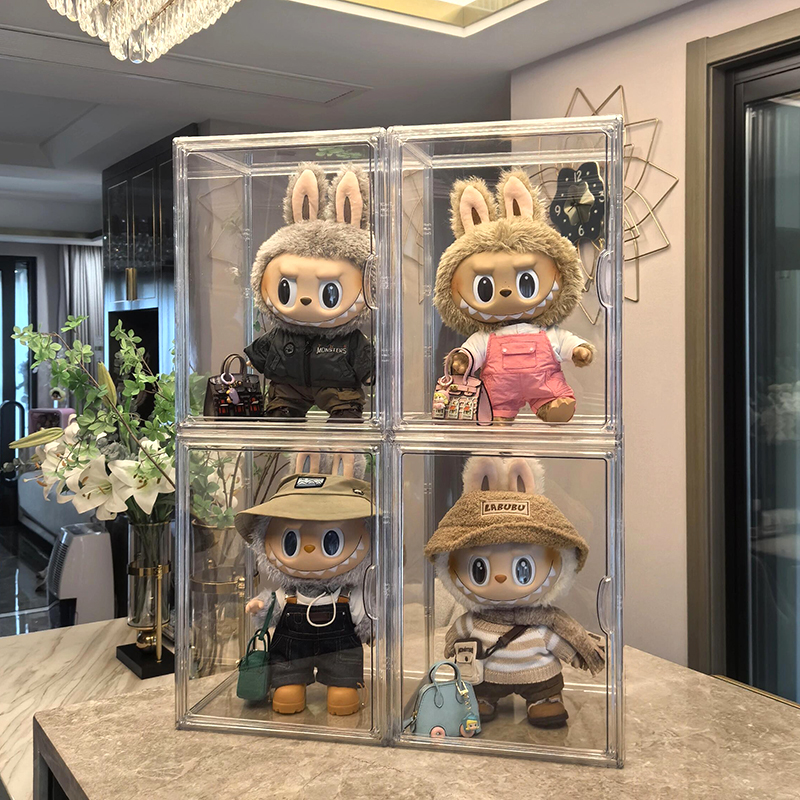 labubu搪胶展示盒手办公仔