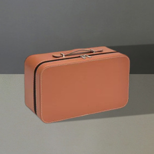 棕色空皮盒茶具包装礼盒高档商务伴手礼皮箱摆件礼品收纳盒子