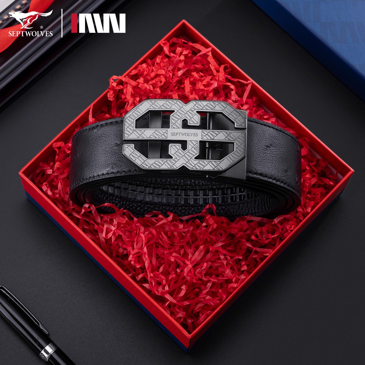 七匹狼皮带男士真皮高档不锈钢扣头商务自动扣裤腰带2026新款正品