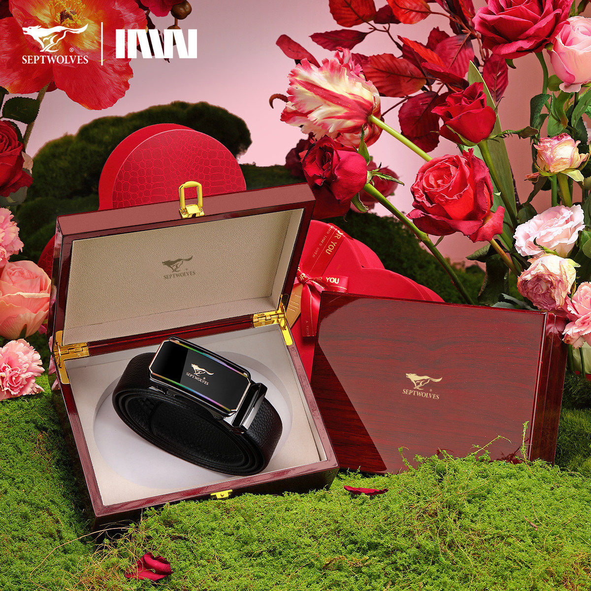 七匹狼皮带男士自动扣裤腰带商务头层牛皮送老公爸爸生日实用礼物