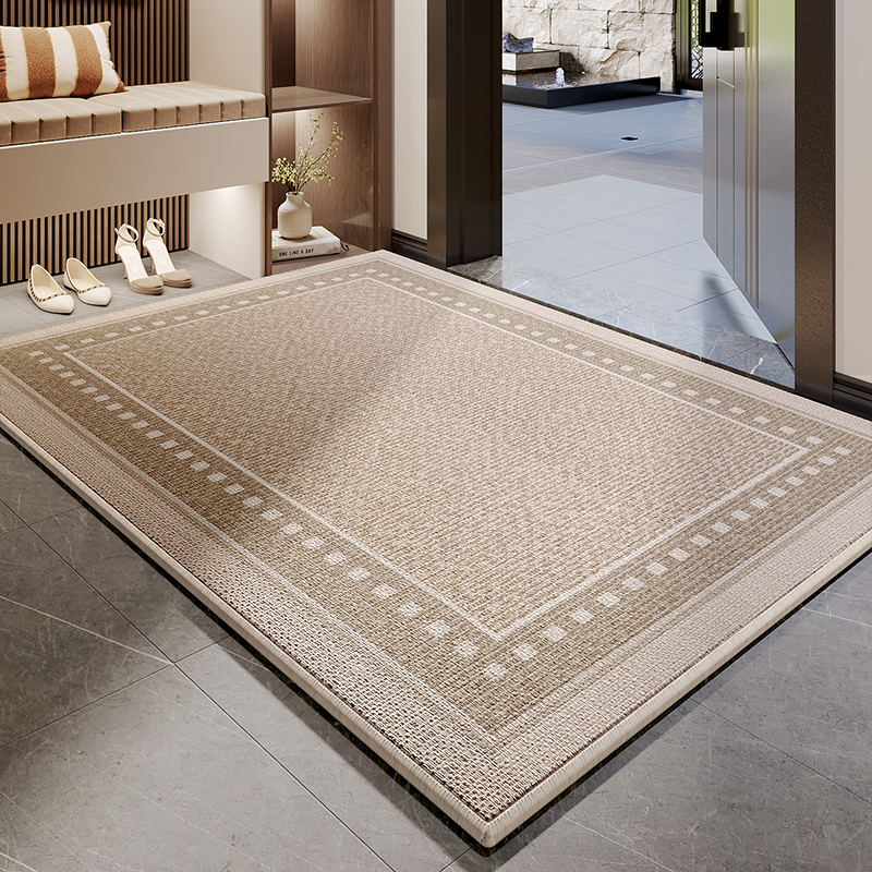 入户门地垫亚麻纹理新款家用高级玄关进门口地毯防滑耐脏定制脚垫