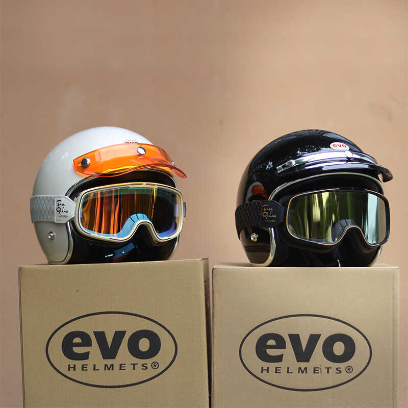 台湾evo复古摩托车头盔电动车43盔半盔男女踏板3C认证小盔体素色