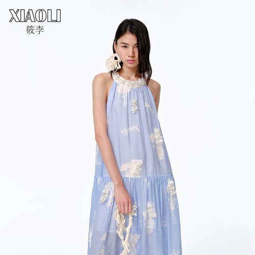 XIAOLI筱李随时海滩风挂脖度假裙