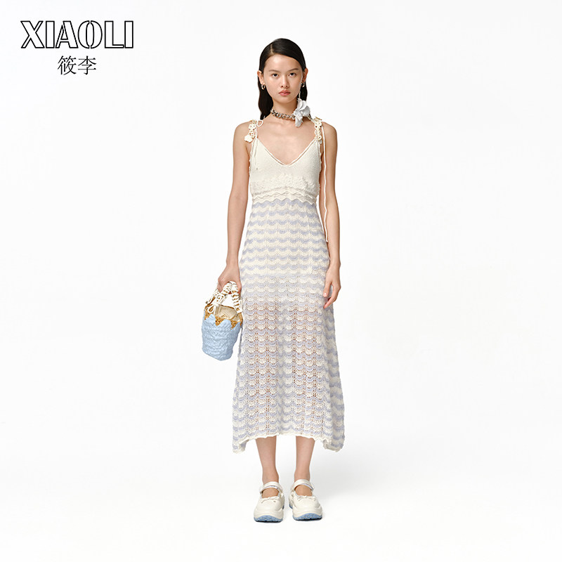 【设计师品牌XIAOLI筱李】23SS纸纱吊带连衣裙海边度假透明