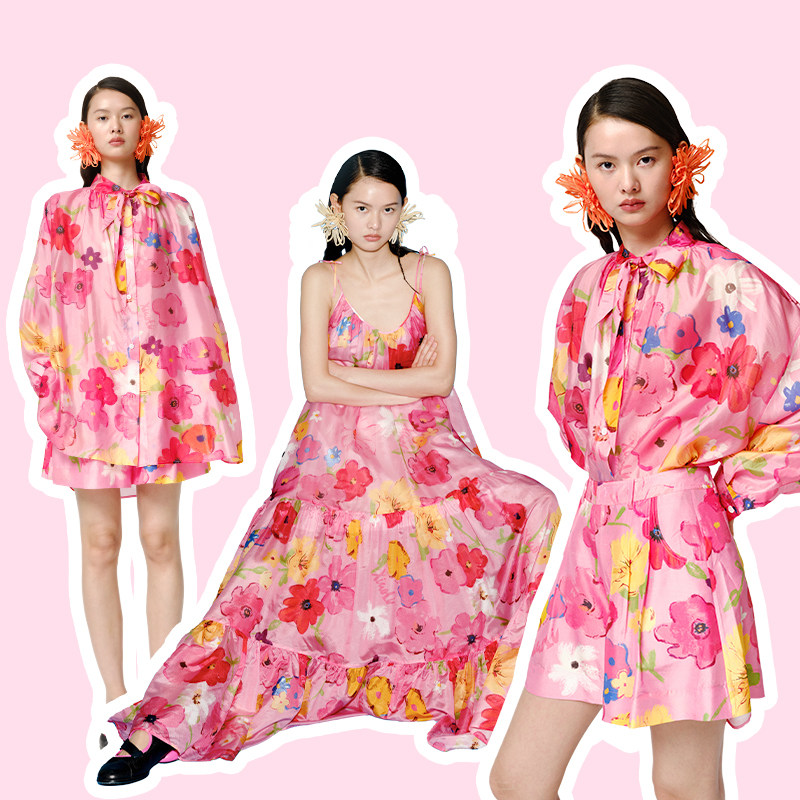 XIAOLI筱李印花吊带连衣裙