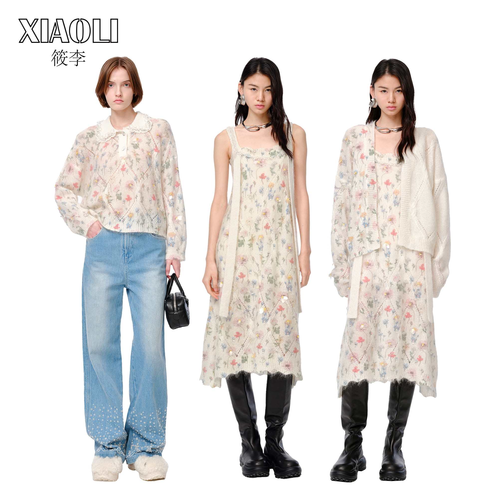 【明星同款】 XIAOLI筱李繁花系列针织连衣裙/Polo衫/开