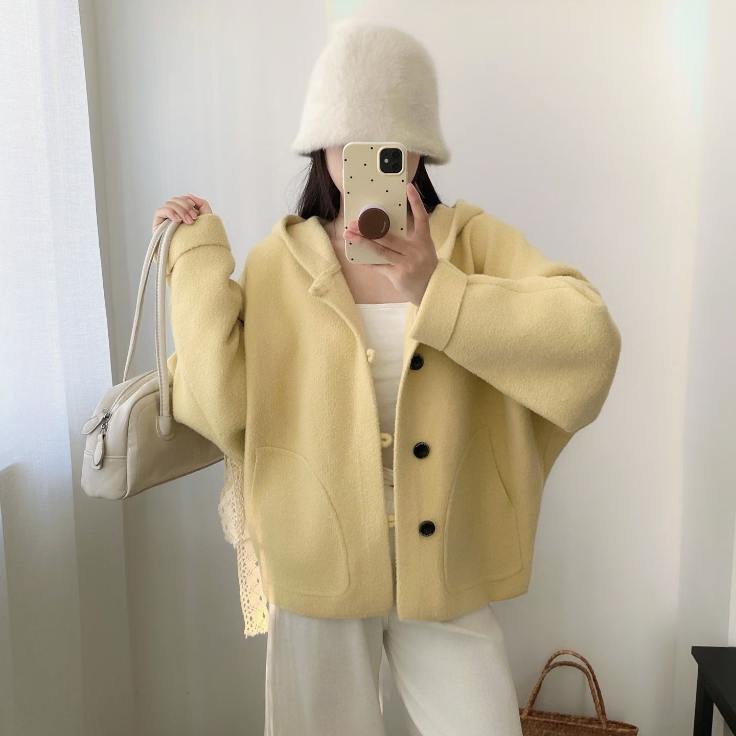 小个子简约休闲毛呢外套女上衣潮