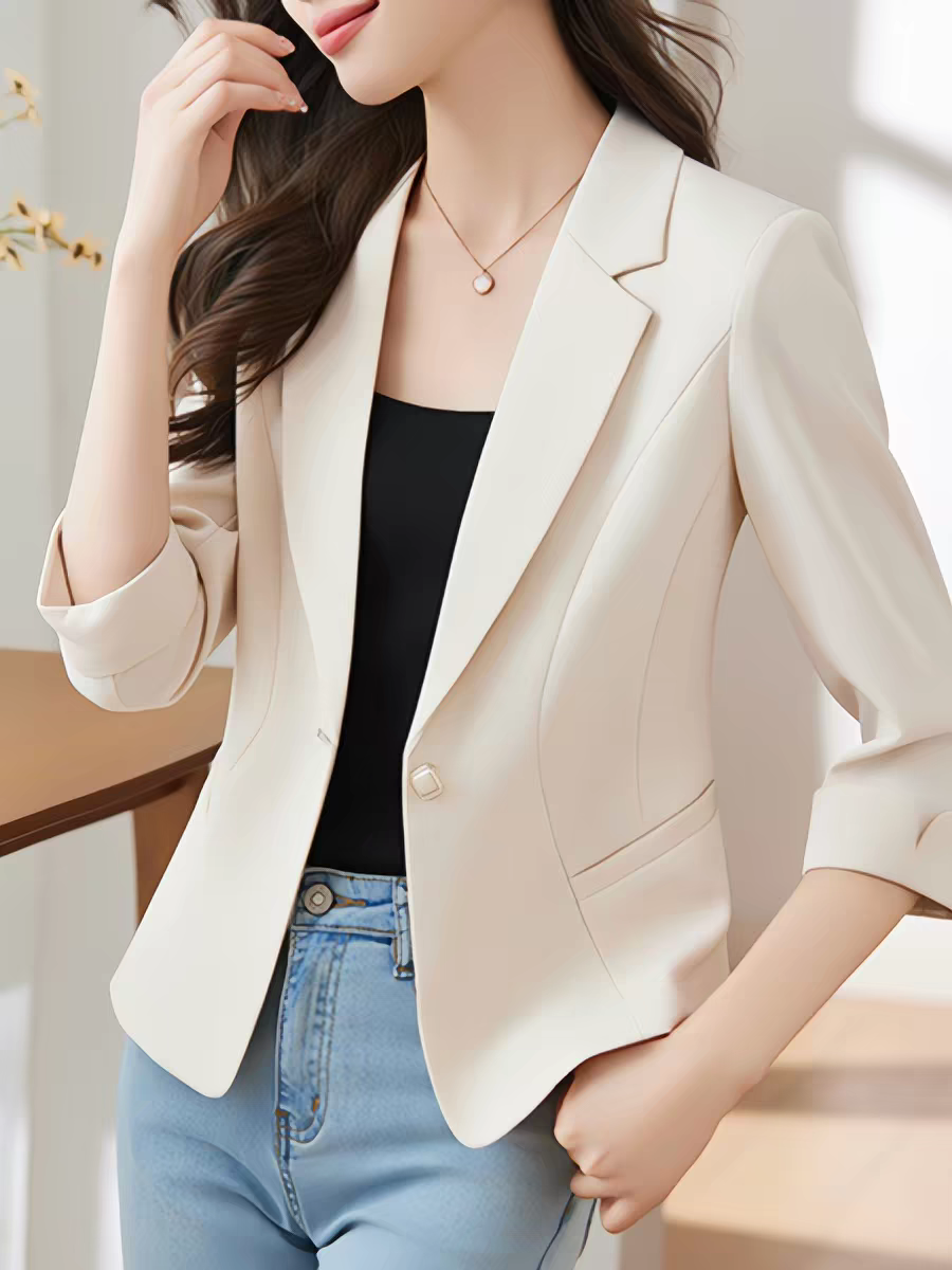 高级感西装外套女夏季薄款2026新款韩版小个子休闲七分袖西服上衣