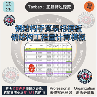钢结构手算表格模板 钢结构工程量计算模板