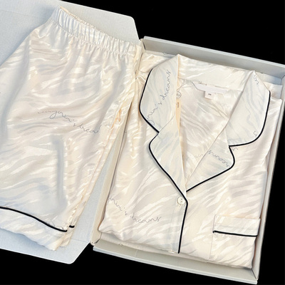 冰丝睡衣女款2024新款夏季短袖薄款冰丝绸高级感春秋款家居服套装