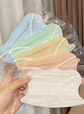 儿童口罩独立包装学生3-12岁蝶形波浪款马卡龙型异形色三层夏薄款