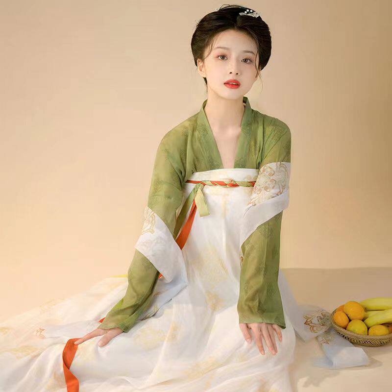 汉服女对襟齐胸襦裙印花全套中国风汉元素日常春秋款
